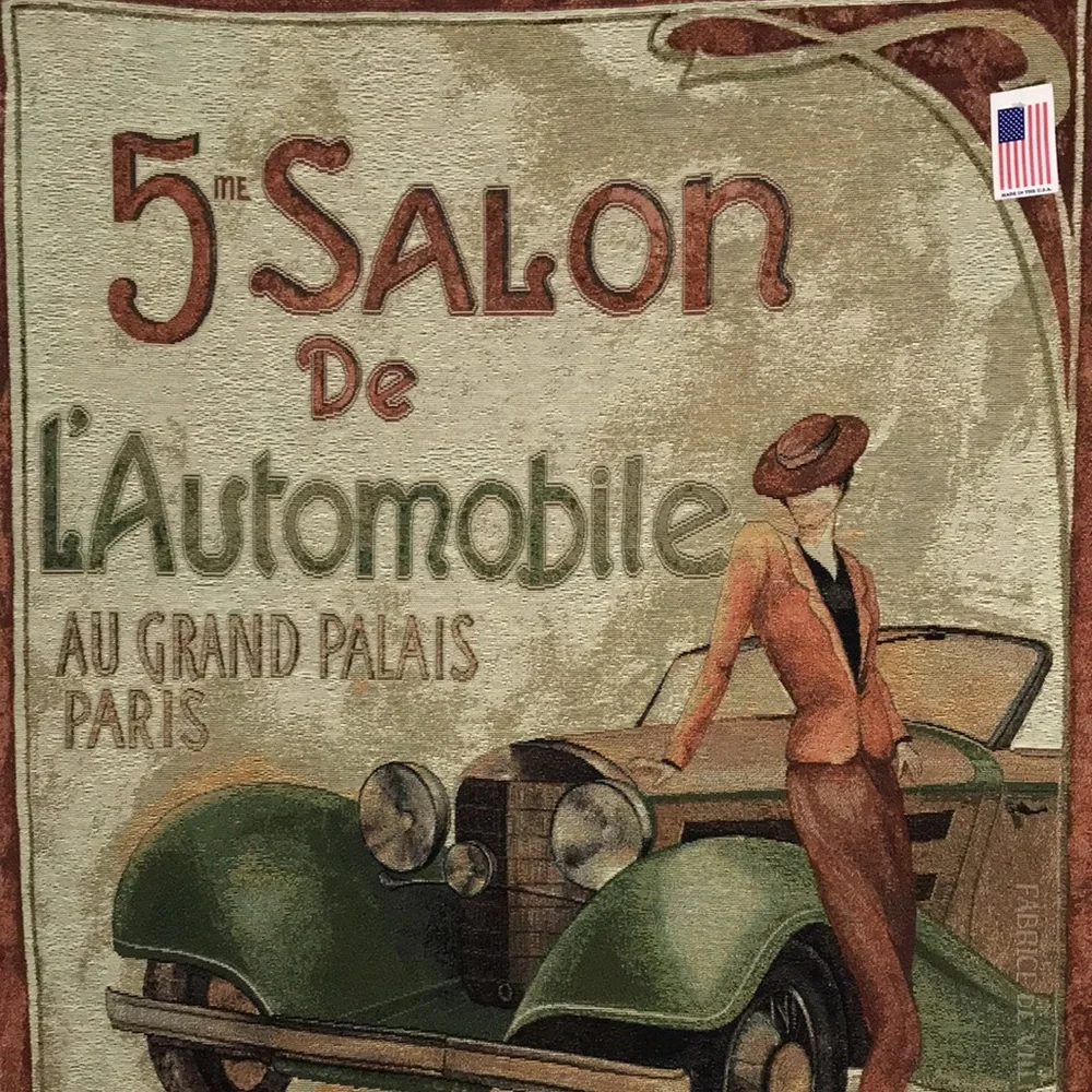 VINTAGE FABRICE de VILLENEUVE 5TH SALON De L'AUTOMOBILE CLUB De Paris Tapestry